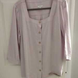 J. Jill Pale Lavender Button-Front Square Neck Top